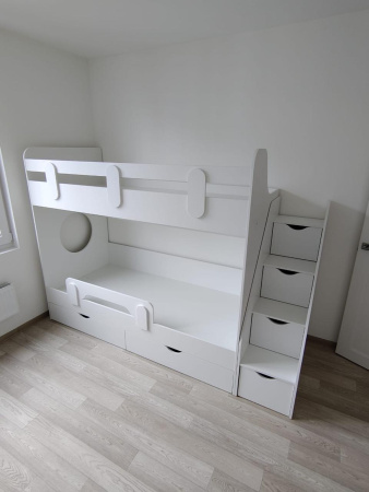 Кровать 2-х ярусная Фортуна 180х80 (велюр + белый) от Династия Kids