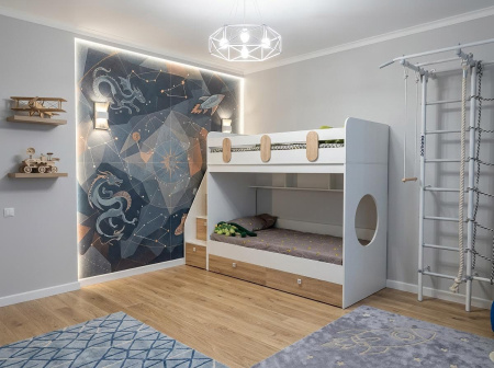 Кровать двухъярусная 180х80 Фортуна-2 (дуб сонома + белый)  от Династия Kids