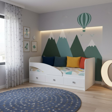 Кровать 160х80 Умка-5 NEW (ручки - дуб) от Династия Kids