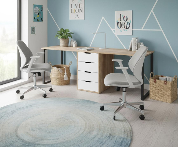 Стол Дуэт 2200 мм (дуб каньон + опоры черные). Столешница 22 мм