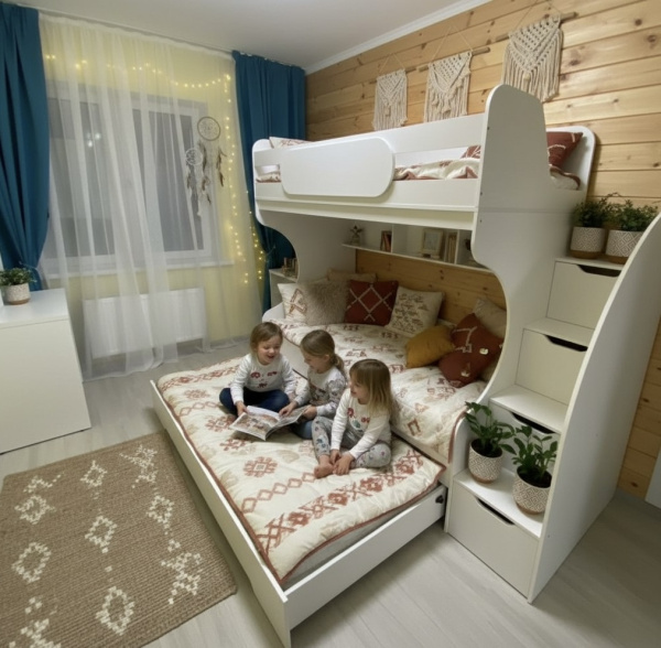 Кровать двухъярусная Биг 120х200 (цвет белый) от Династия Kids