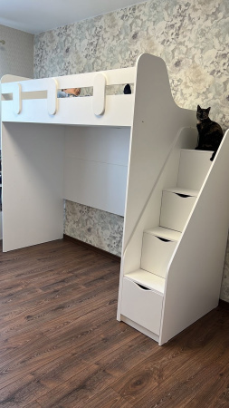 Кровать-чердак 180х80 Уют-2 (цвет белый) от Династия Kids