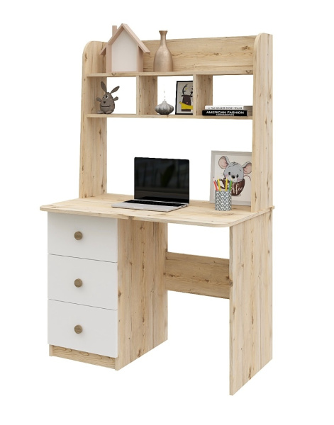 Стол 1000 мм Практик-3 (гаскон пайн + белый). Левый/правый от Династия Kids