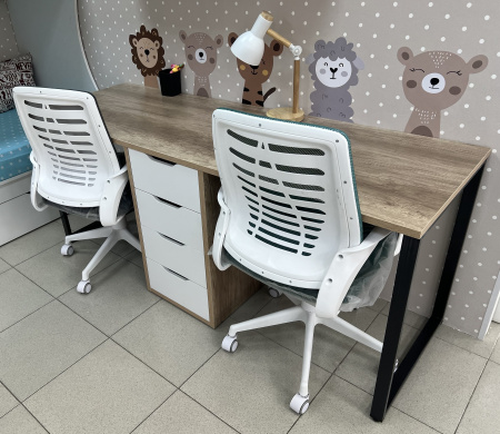 Стол Дуэт 2000 мм (дуб каньон + опоры черные). Столешница 22 мм от Династия Kids