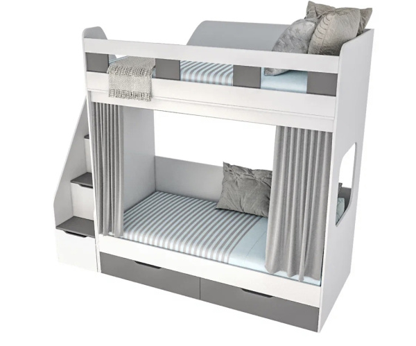 Кровать двухъярусная Твинс 190х90 (серебро + белый) от Династия Kids