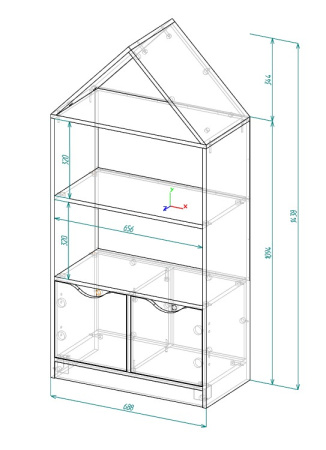 Стеллаж детский Домик-3  от Династия Kids