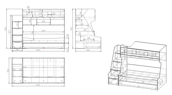 Кровать РУМ 120х200 с доп.спальным местом (корпус велюр + фасады белые)