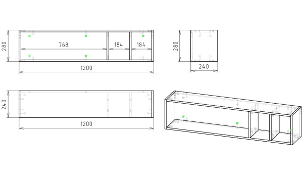 Полка настенная Практика (цвет белый) 1200 мм от Династия Kids
