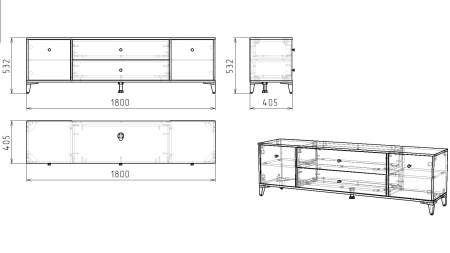 Тумба-комод 1800 мм Альви-1  от Династия Kids
