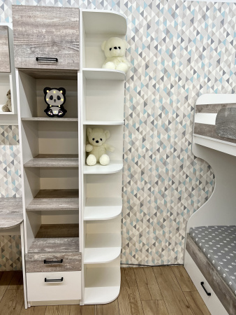 Приставка-стеллаж угловая в белом цвете (для коллекций Престиж, Твой Стиль, Гранд) от Династия Kids