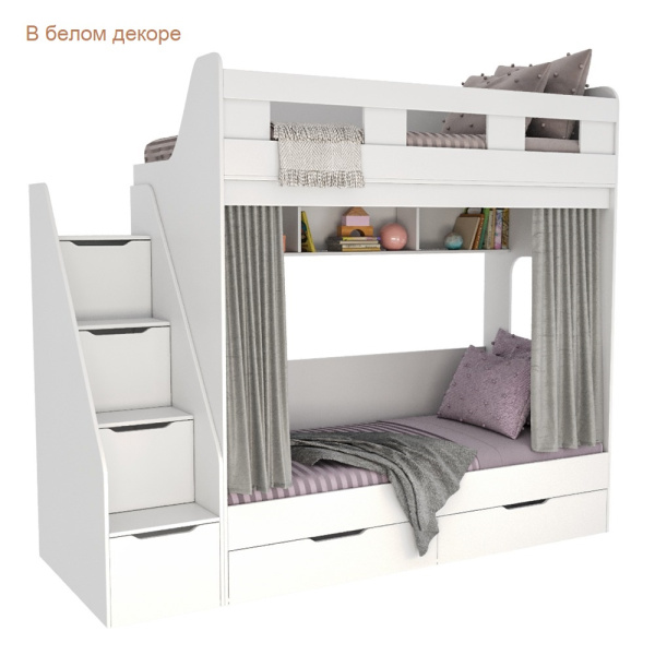 Кровать 2-х ярусная Твинс (дуб сонома + белый) 190х90 от Династия Kids