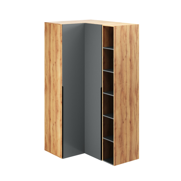 Угловой шкаф + пенал + стеллаж переходной коллекции Брайт Графит от Династия Kids