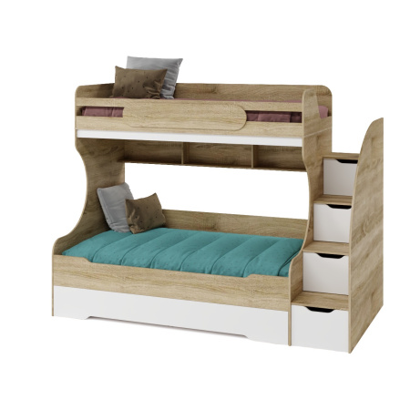 Кровать БИГ 120х200 (дуб сонома+белый)  от Династия Kids