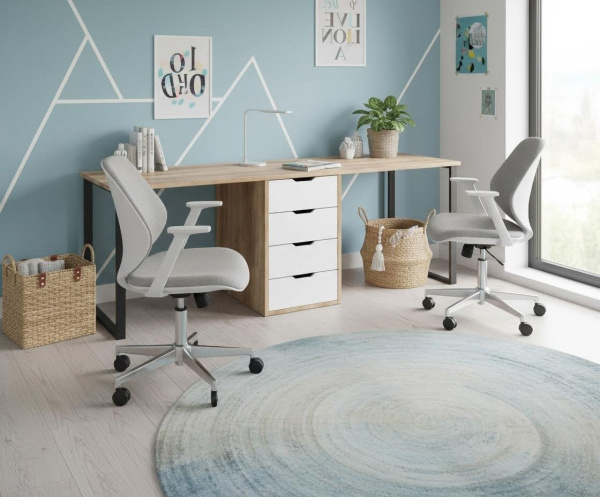 Стол Дуэт 2400 мм (дуб каньон + опоры черные). Столешница 22 мм