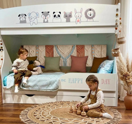 Двухъярусная кровать коллекции Хэппи 180х80 с бортиком от Династия Kids
