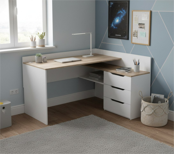 Компьютерный стол КСТ-1 (дуб каньон+белый) 