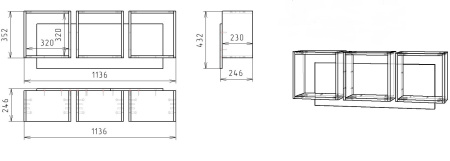 Полка настенная Квадрат-3 (дуб сонома+белый) 1136 мм