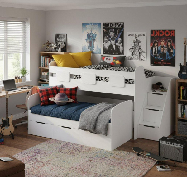 Двухъярусная кровать Городок (цвета разные) 190х90 + 180х80