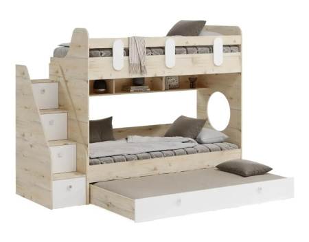 Кровать 190х80 Фортуна-3 с доп.спальным местом (гаскон пайн + белый)