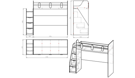 Кровать-чердак 190х80 Уют-2 (цвет белый)  от Династия Kids
