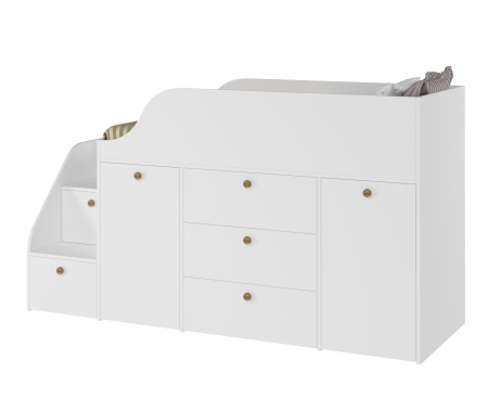 Кровать-чердак Хэппи-2 (дуб сонома + белый) 180х80 от Династия Kids