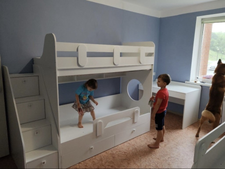 Кровать двухъярусная 180х80 Фортуна-2 (дуб сонома + белый)  от Династия Kids